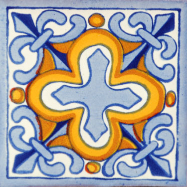 Mexican Handmade Tile Flor de Liz Cruz 1090